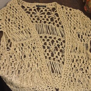 Women's Cream Crochet Sweater